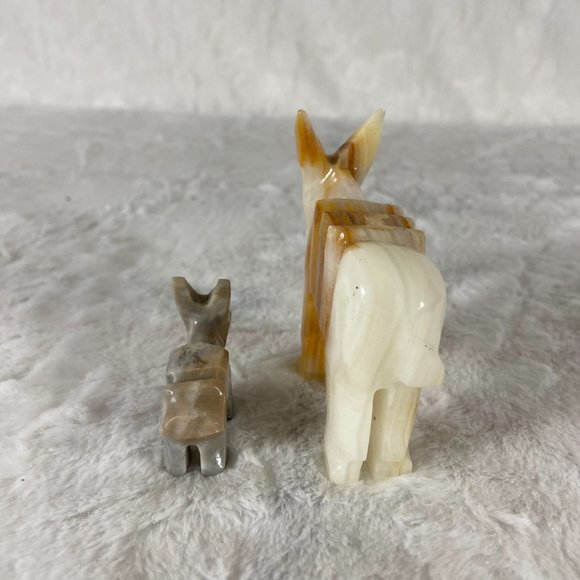 Vintage Mexico Carved Onyx Donkey Mule Burro set of 2 - Picture 3 of 6